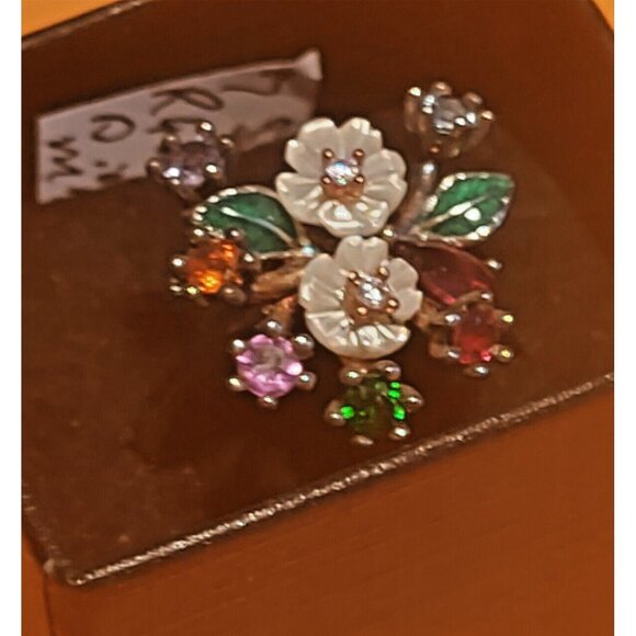 Italian Women's Size 7  Sterling Silver 925 Rhodolite & Diopside NEW - Picture 11 of 12